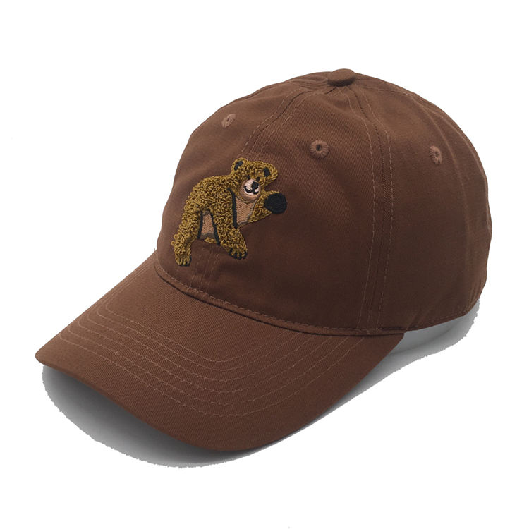 Custom Outdoor Adjustable Dad Hat Towel Embroidery, High Quality 6 Panel Brown Baseball Cap