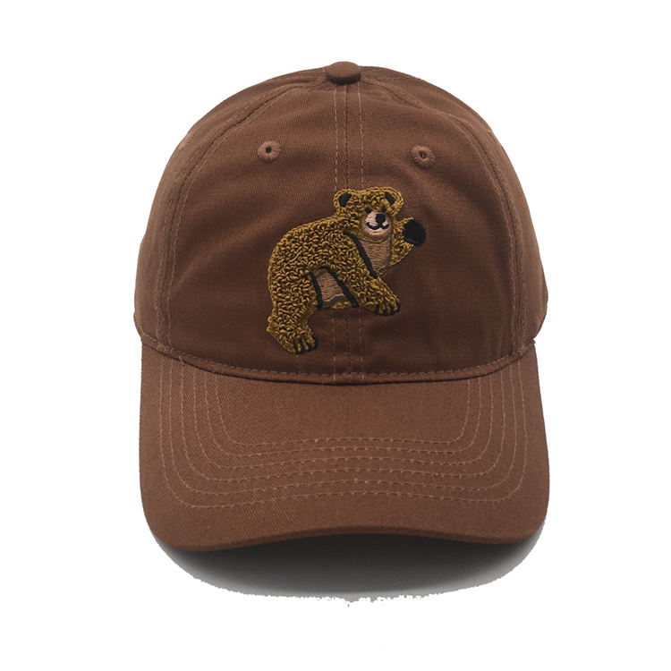 Custom Outdoor Adjustable Dad Hat Towel Embroidery, High Quality 6 Panel Brown Baseball Cap