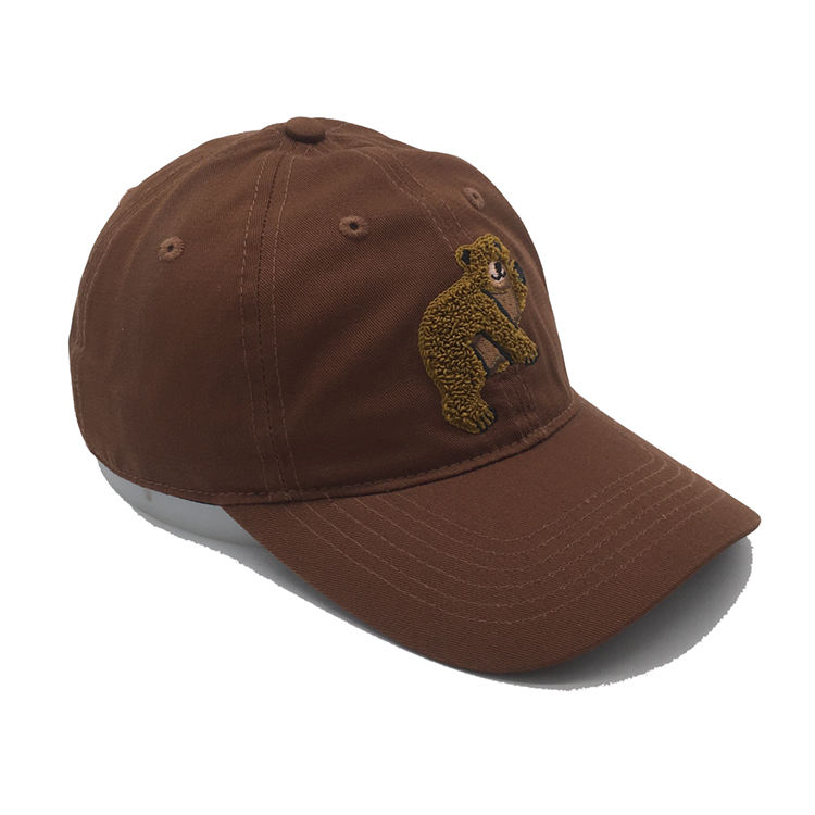 Custom Outdoor Adjustable Dad Hat Towel Embroidery, High Quality 6 Panel Brown Baseball Cap