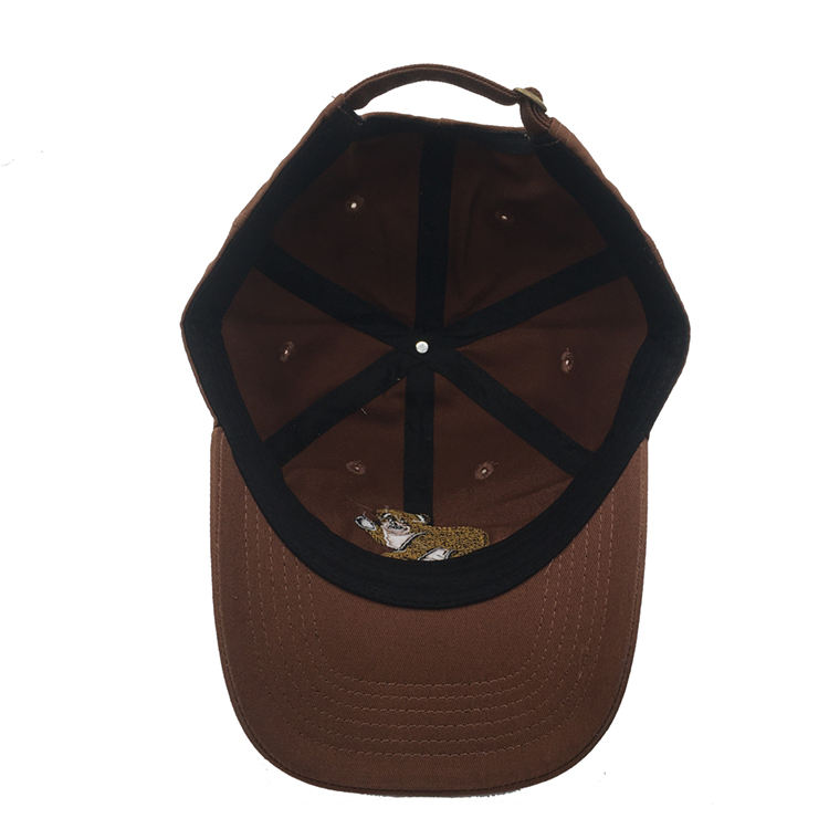 Custom Outdoor Adjustable Dad Hat Towel Embroidery, High Quality 6 Panel Brown Baseball Cap