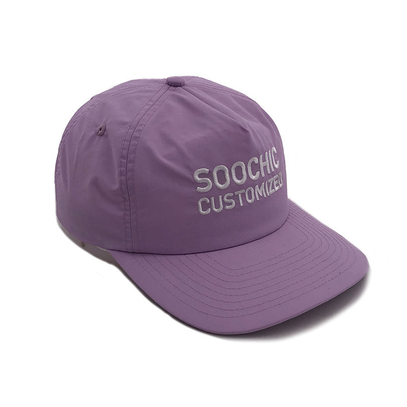 Nylon Soft Cap Embroidery Logo 5 Panel Classic Baseball Cap Sports Waterproof Unstructured 5 Panel Caps