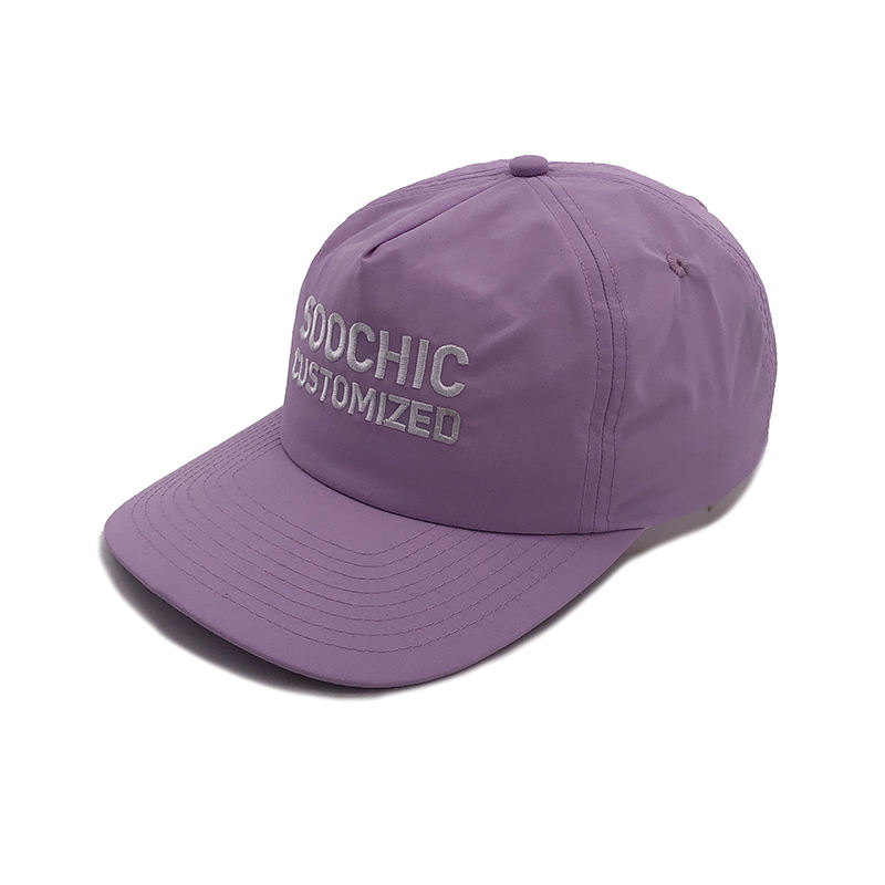 Nylon Soft Cap Embroidery Logo 5 Panel Classic Baseball Cap Sports Waterproof Unstructured 5 Panel Caps