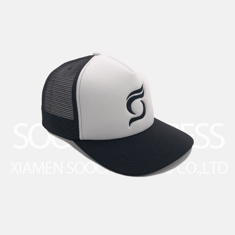 Soochic Dress Two Tones 5 Panel Foam Trucker Cap Slight Curved Brim Embroidered Mesh Hat Casual Men's Hip Top Caps