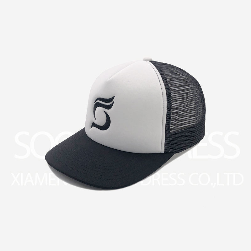 Soochic Dress Two Tones 5 Panel Foam Trucker Cap Slight Curved Brim Embroidered Mesh Hat Casual Men's Hip Top Caps