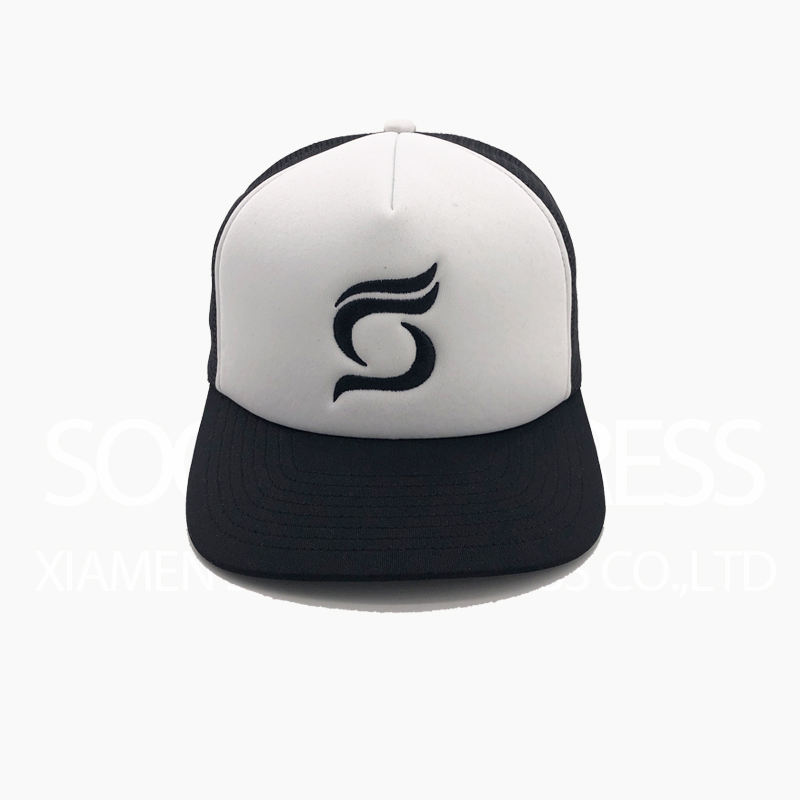 Soochic Dress Two Tones 5 Panel Foam Trucker Cap Slight Curved Brim Embroidered Mesh Hat Casual Men's Hip Top Caps