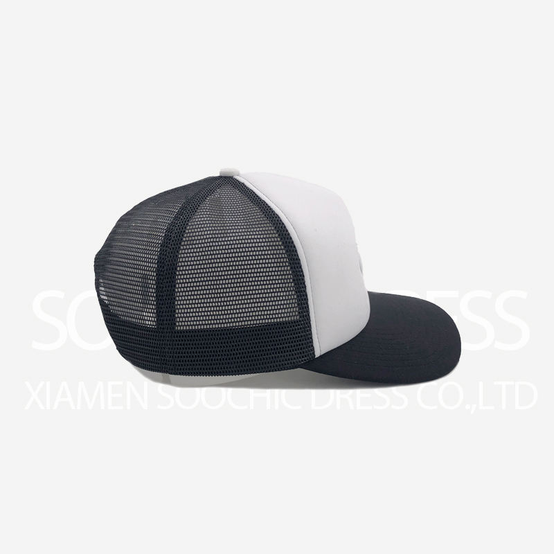 Soochic Dress Two Tones 5 Panel Foam Trucker Cap Slight Curved Brim Embroidered Mesh Hat Casual Men's Hip Top Caps