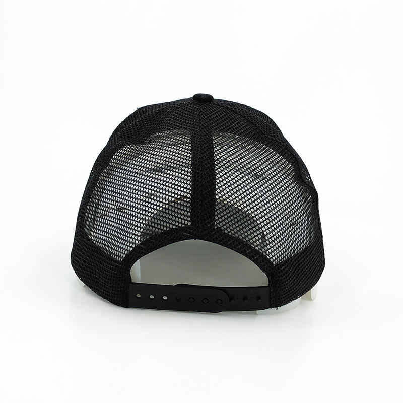 Black Men's Trucker Hat Custom 3D Embroidery Mesh Hats 100% Cotton 6 Panel Baseball Cap