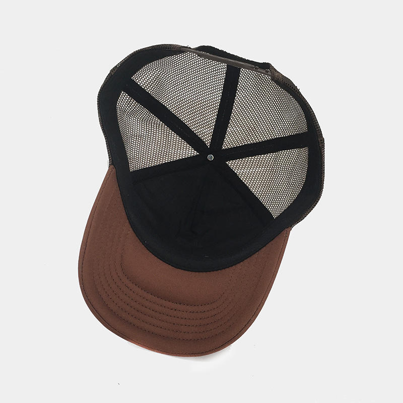 Two Tone 5 Panel Vintage Foam Trucker Hat With Print Brim Custom Quality Embroidery LOGO