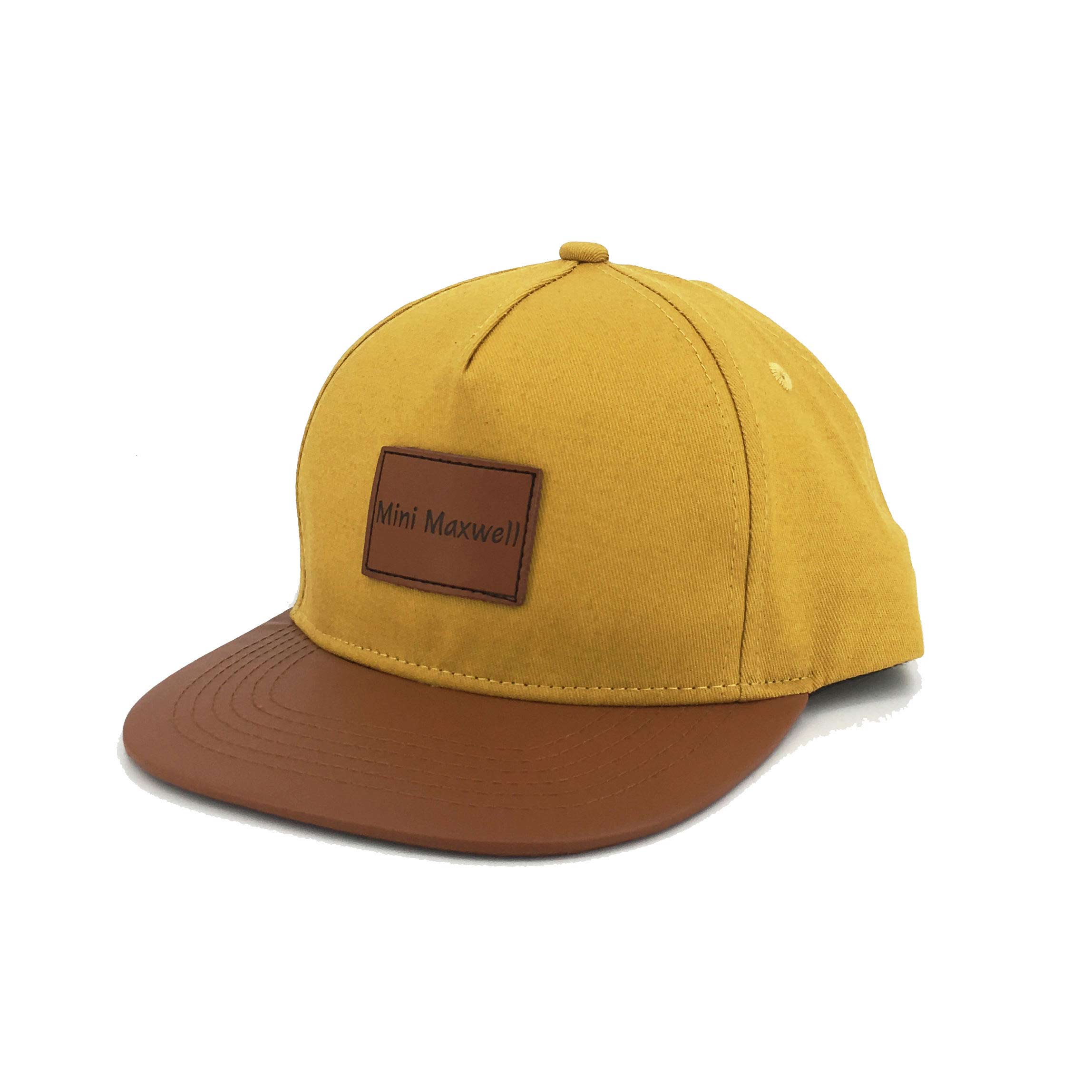 Soochic Dress Black and Brown Snapback Hat With Leather Patch 5 Panel Snapback Cap for Men Flat Brim Hip Top Cotton Hats