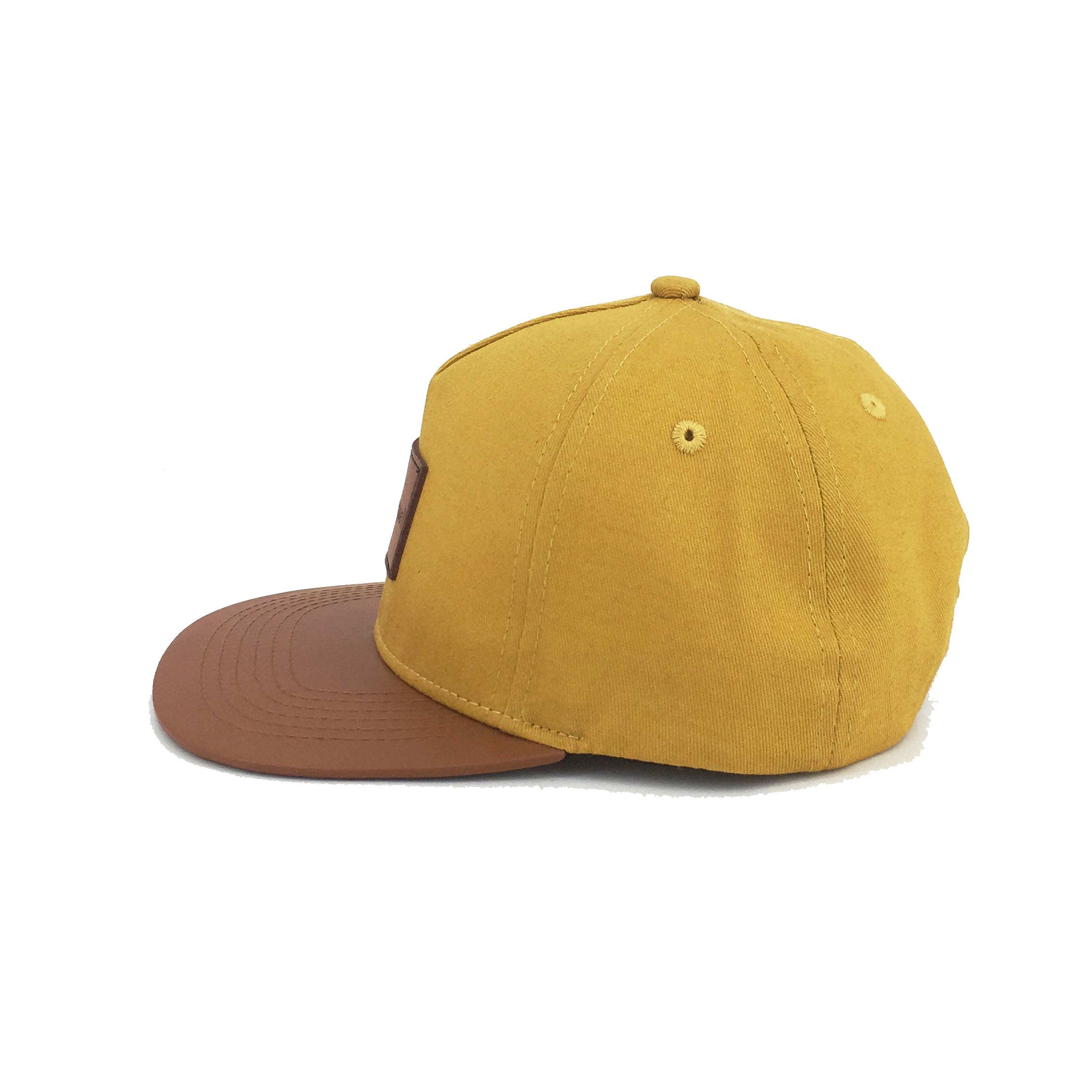 Soochic Dress Black and Brown Snapback Hat With Leather Patch 5 Panel Snapback Cap for Men Flat Brim Hip Top Cotton Hats