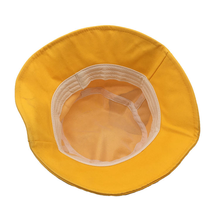 Custom Yellow Big Brim Bucket Hat Cotton Sublimation Screen Print Sun Visor Bucket Hats