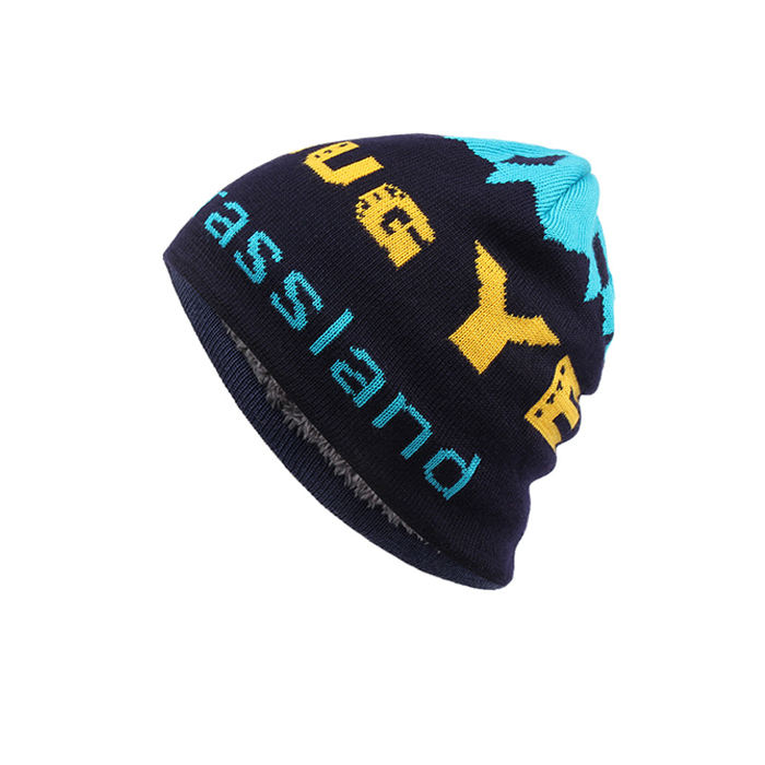 Jacquard Knitted Hat Unisex Colorful Beanies Full Colors Winter Hats Without Cuff