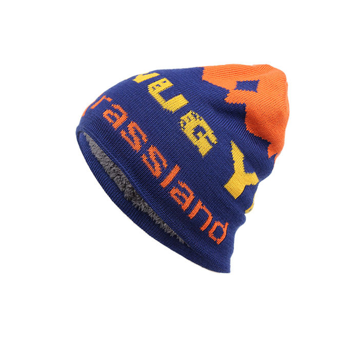 Jacquard Knitted Hat Unisex Colorful Beanies Full Colors Winter Hats Without Cuff