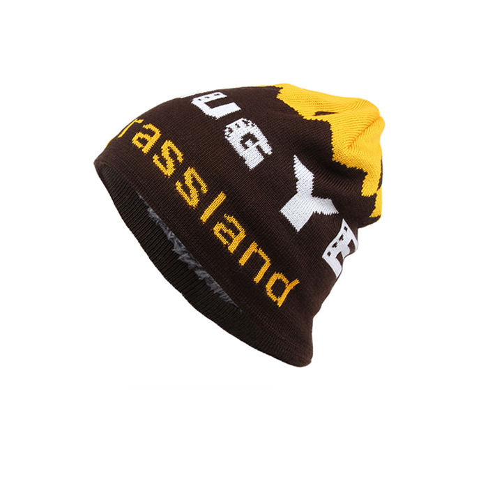 Jacquard Knitted Hat Unisex Colorful Beanies Full Colors Winter Hats Without Cuff