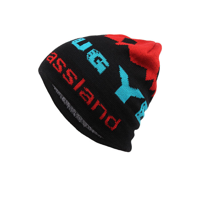 Jacquard Knitted Hat Unisex Colorful Beanies Full Colors Winter Hats Without Cuff