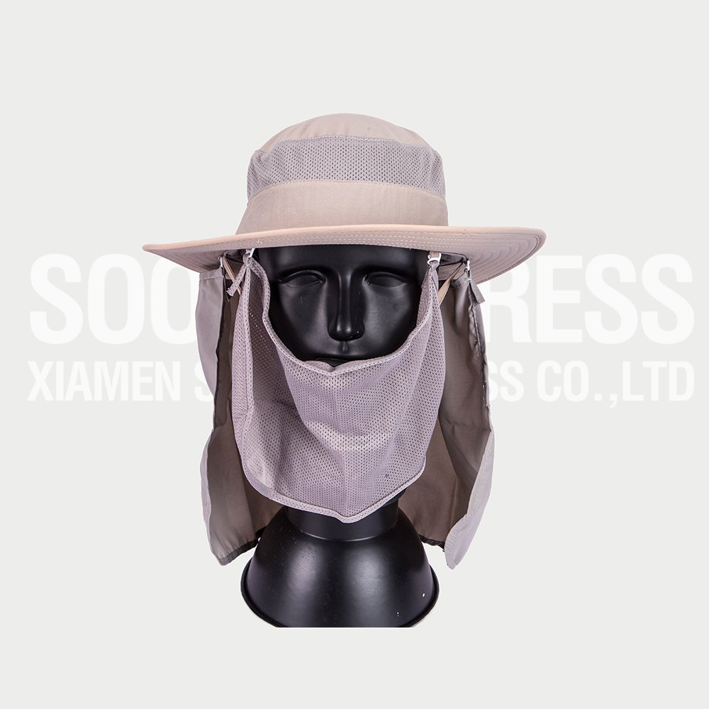 Custom outdoor cap light fishing hats for men, nylon bucket fishing hat  with neck flap - Soochicdress